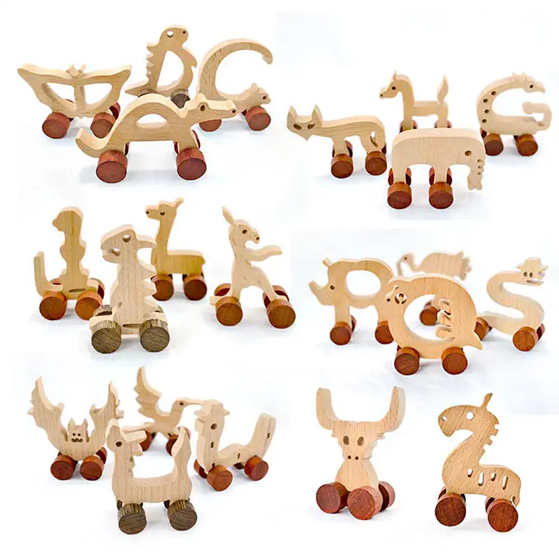 A-Z 26 Alphabet Wooden Letter Animal Cars Educational Toy