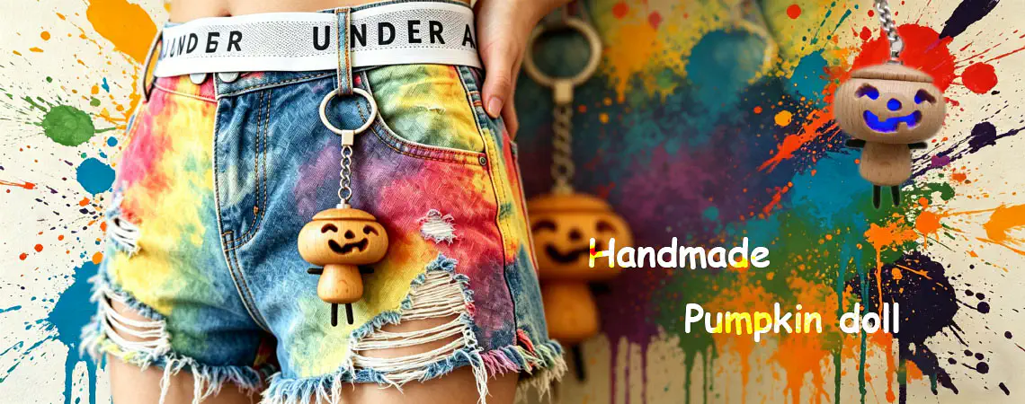 Handmade Wooden Pumpkin Doll Craft Product Banner