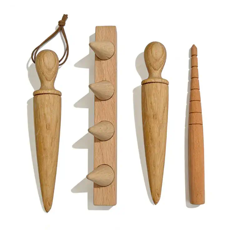 Natural Solid Wooden Garden Seed Dibbler Planting Tool
